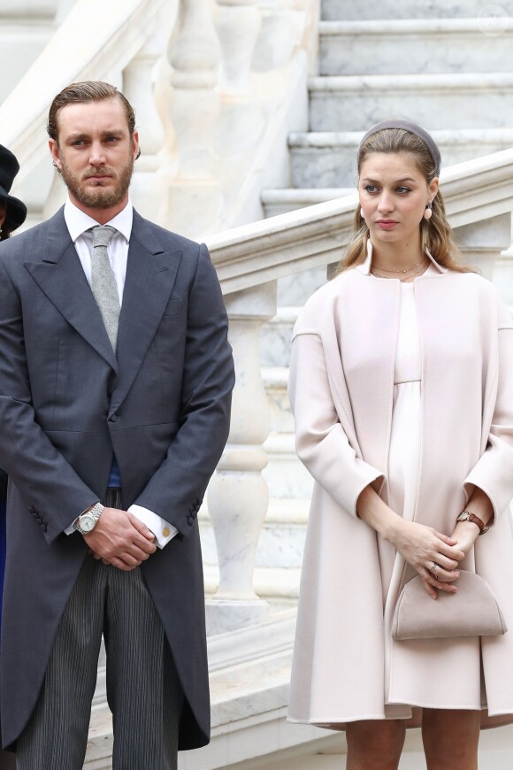Pierre Casiraghi et sa femme Beatrice Borromeo, enceinte de six mois de leur premier enfant, ont pris part avec la famille princière de Monaco aux célébrations de la Fête nationale monégasque le 19 novembre 2016. © Olivier Huitel / Crystal Pictures / Pool Restreint Monaco / Bestimage