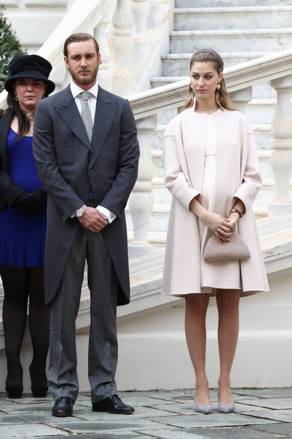 Pierre Casiraghi et sa femme Beatrice Borromeo, enceinte de six mois de leur premier enfant, ont pris part avec la famille princière de Monaco aux célébrations de la Fête nationale monégasque le 19 novembre 2016. © Olivier Huitel / Crystal Pictures / Pool Restreint Monaco / Bestimage