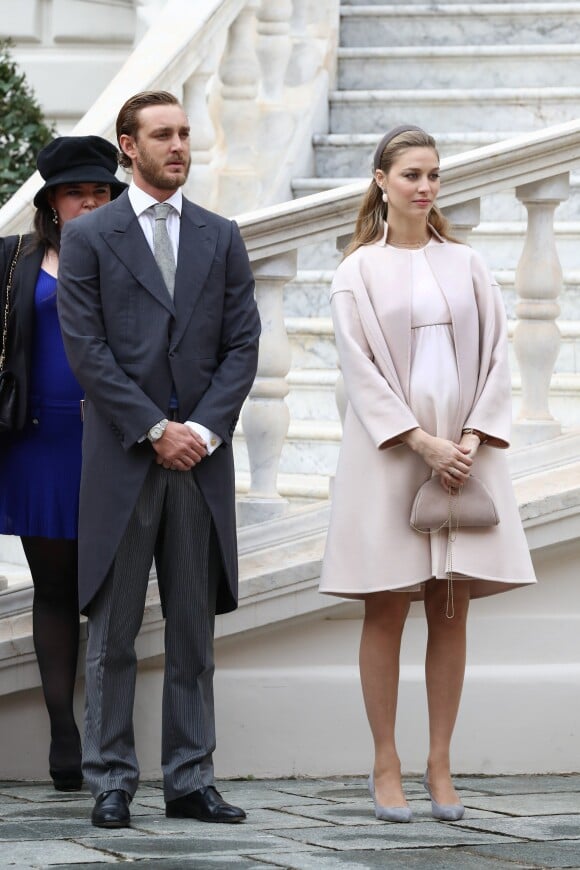 Pierre Casiraghi et sa femme Beatrice Borromeo, enceinte de six mois de leur premier enfant, ont pris part avec la famille princière de Monaco aux célébrations de la Fête nationale monégasque le 19 novembre 2016. © Olivier Huitel / Crystal Pictures / Pool Restreint Monaco / Bestimage