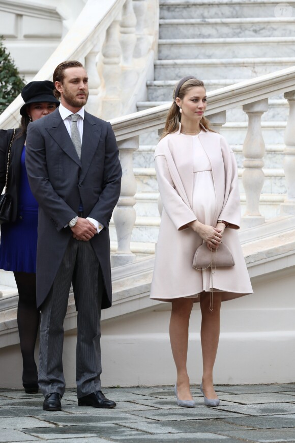 Pierre Casiraghi et sa femme Beatrice Borromeo, enceinte de six mois de leur premier enfant, ont pris part avec la famille princière de Monaco aux célébrations de la Fête nationale monégasque le 19 novembre 2016. © Olivier Huitel / Crystal Pictures / Pool Restreint Monaco / Bestimage