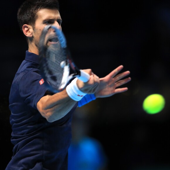 Novak Djokovic lors de la finale du Masters de Londres le 20 novembre 2016, qu'il a perdue contre Andy Murray.