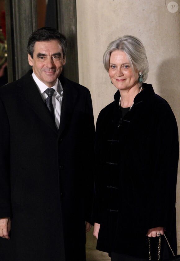 François Fillon et son épouse Penelope - Dîner d'Etat à l'Elysée le 26 janvier 2012
