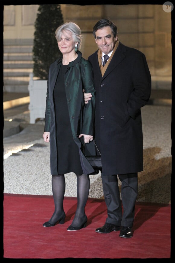 François Fillon et son épouse Penelope - Dîner d'Etat à l'Elysée le 2 mars 2011