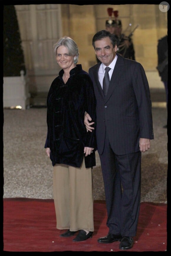 François Fillon et son épouse Penelope - Dîner d'Etat à l'Elysée le 4 novembre 2010