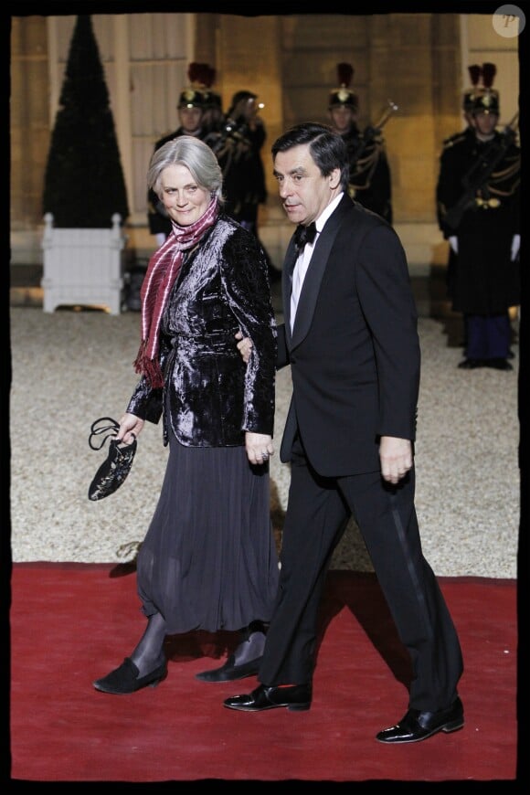 François Fillon et son épouse Penelope - Dîner d'Etat à l'Elysée en 2010