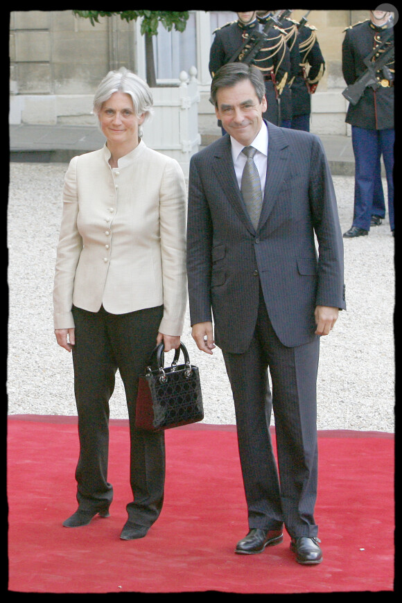 François Fillon et son épouse Penelope - Dîner de travail au palais de l'Elysée en 2008