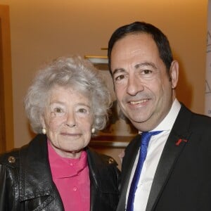 Claude Sarraute et Jean-Luc Romero-Michel - Dîner du comité d'honneur de l'Association pour le Droit de Mourir dans la Dignité (ADMD) organisé par M. Jean-Luc Romero-Michel au Restaurant "Chez Françoise" à Paris le 4 mars 2014