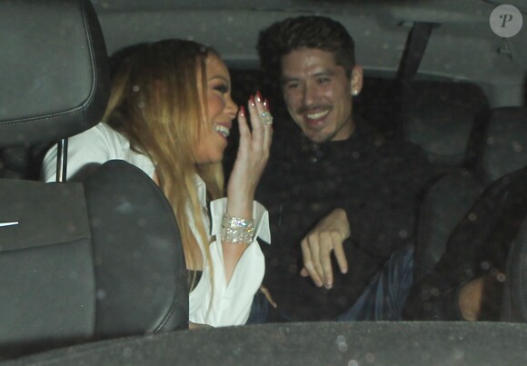 Mariah Carey  et son danseur Bryan Tanaka à la sortie du club Catch à Los Angeles le 5 novembre 2016