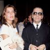 Caroline de Monaco et Karl Lagerfeld au défilé Chanel collection automne/hiver 1988-1989, le 24 juillet 1988