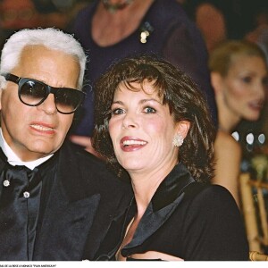 Karl Lagerfeld et Caroline de Hanovre au Bal de la Rose le 25 mars 2001