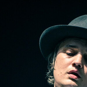 Pete Doherty lors du concert du groupe The Libertines au Alexandra Palace à Londres, le 26 septembre 2014.