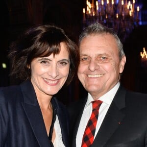 Exclusif - Inès de la Fressange et Jean-Charles de Castelbajac à la soirée des Distinctions de la FIDH (Fédération Internationale des Droits de l'Homme) à l'Hôtel de Ville à Paris, le 6 décembre 2016. © Guirec Coadic/Bestimage