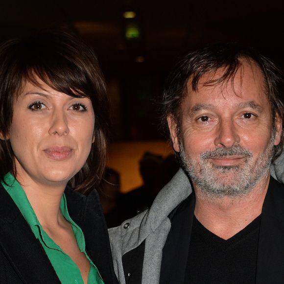 Christophe Alévêque et sa femme Serena Reinaldi - Début de la tournée des "Pères Noël verts" 2014 à l'occasion des 70 ans du Secours populaire au Palais de l'Unesco à Paris le 8 décembre 2014.