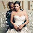Kanye West et Kim Kardashian en couverture du magazine Vogue. Numéro d'avril 2014.