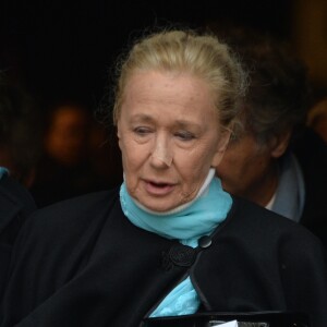 Exclusif - Brigitte Fossey aux obsèques de Marcelle Feuillade (mère de Brigitte Fossey) en l'Eglise de Notre Dame de Boulogne Billancourt le 23 décembre 2016.