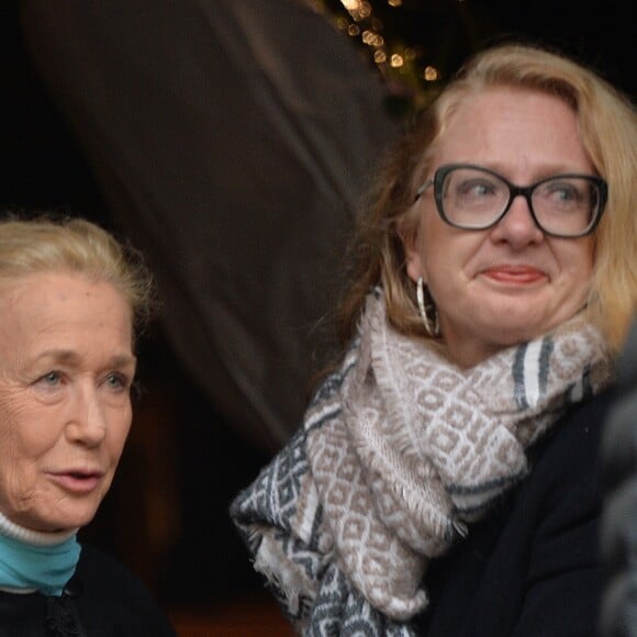 Exclusif - Brigitte Fossey aux obsèques de Marcelle Feuillade (mère de Brigitte Fossey) en l'Eglise de Notre Dame de Boulogne Billancourt le 23 décembre 2016.