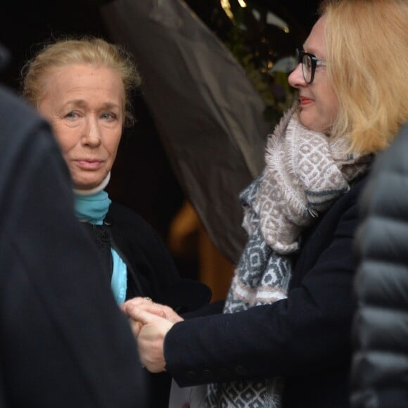 Exclusif - Brigitte Fossey aux obsèques de Marcelle Feuillade (mère de Brigitte Fossey) en l'Eglise de Notre Dame de Boulogne Billancourt le 23 décembre 2016.