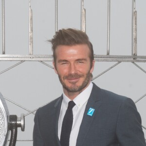 David Beckham, ambassadeur de l'UNICEF, illumine l'empire State Building pour les 70 ans de l'UNICEF à New York le 12 décembre 2016. © Bryan Smith via ZUMA Wire / Bestimage