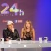 Rachel Mouyal et Laurent Argelier sur le plateau du tournage de l'émission "Les 24h de la TV réalité", le 21 décembre 2016.