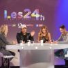 Rachel Mouyal, Mélanie, Vivian et Laurent Argelier sur le plateau du tournage de l'émission "Les 24h de la TV réalité", le 21 décembre 2016.