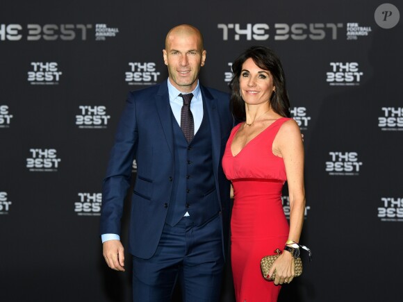 Zinedine Zidane et sa femme Véronique au photocall des FIFA Football Awards à Zurich le 9 janvier 2017.