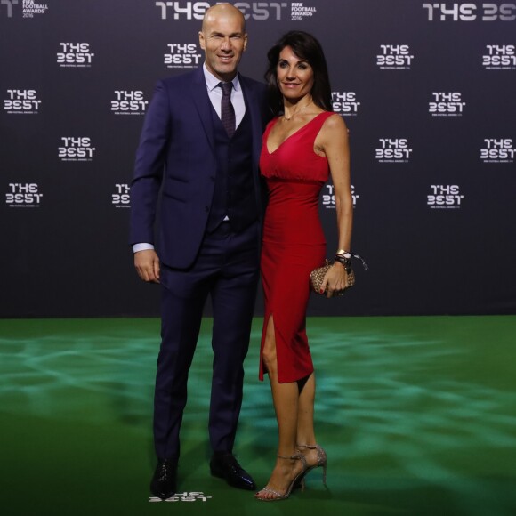 Zinedine Zidane et sa femme Véronique au photocall des FIFA Football Awards à Zurich le 9 janvier 2017.