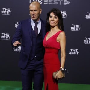 Zinedine Zidane et sa femme Véronique au photocall des FIFA Football Awards à Zurich le 9 janvier 2017.