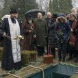  La veuve du prince Dimitri Romanovitch de Russie, la princesse Theodora (Dorrit Reventlow), et d'autres membres de la famille Romanov lors de l'inhumation du prince russe, défunt chef de la Maison Romanov, au cimetière Vedbaek à 20 km au nord de Copenhague, le 11 janvier 2017. 