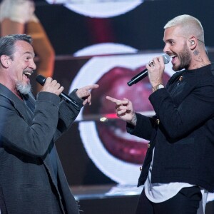 Florent Pagny, M. Pokora (Matt Pokora) - Florent Pagny, M. Pokora (Matt Pokora) - Enregistrement de l'émission "Cette Soirée Là" au Zénith de Paris le 8 et 9 janvier 2017. TF1 proposera samedi 14 janvier prochain un rendez-vous hommage à Claude François.