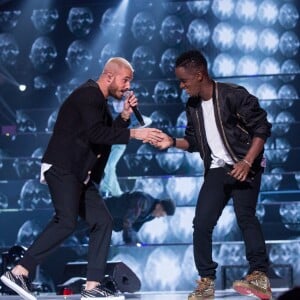 M. Pokora (Matt Pokora), Black M (Alpha Diallo) - Enregistrement de l'émission "Cette Soirée Là" au Zénith de Paris le 8 et 9 janvier 2017. TF1 proposera samedi 14 janvier prochain un rendez-vous hommage à Claude François.