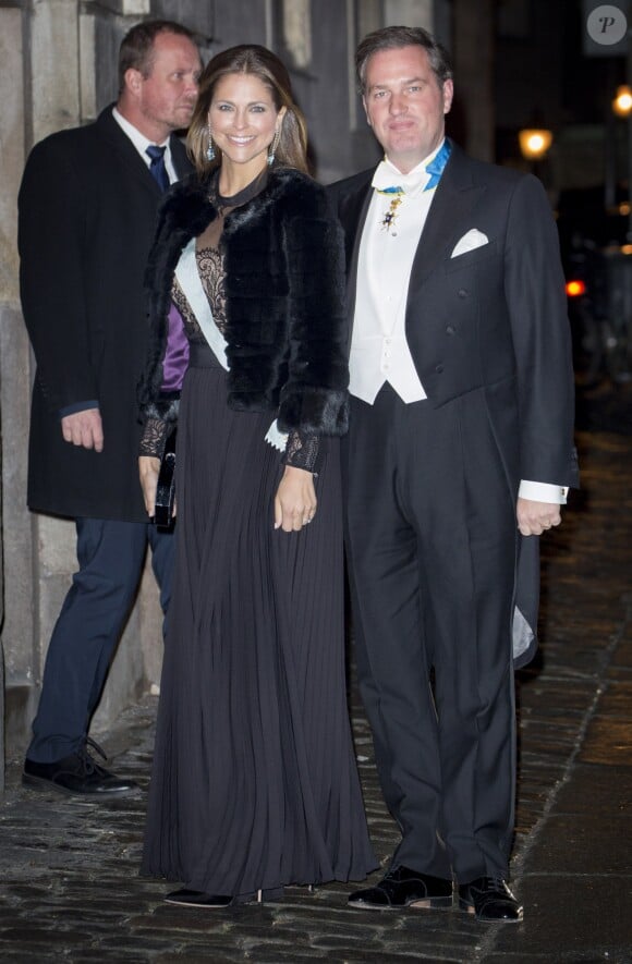 La princesse Madeleine et Christopher O'Neill le soir du gala annuel de l'Académie Suédoise à Stockholm le 20 décembre 2016.
