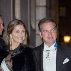 La princesse Madeleine et Christopher O'Neill le soir du gala annuel de l'Académie Suédoise à Stockholm le 20 décembre 2016.