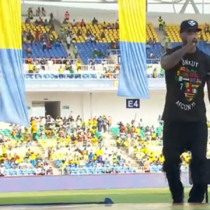 Booba lors du concert d'ouverture de la CAN 2017, le 14 janvier 2017.