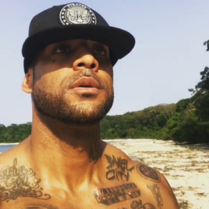 Booba chargé par un éléphant au Gabon. Janvier 2017.