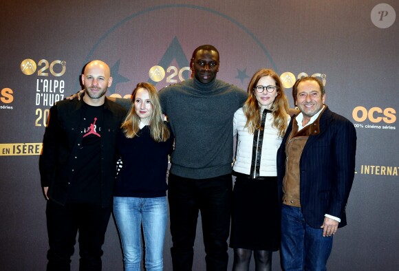 Franck Gastambide, Audrey Lamy, Omar Sy, Pascale Arbillot, Patrick Timsit (le jury) - Photocall de la cérémonie d'ouverture du 20e Festival du film de comédie à l'Alpe d'Huez, le 17 janvier 2017. © Dominique Jacovides/Bestimage