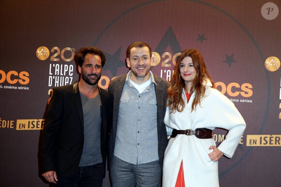 Florent Peyre, Dany Boon et Alice Pol - Photocall de la cérémonie d'ouverture du 20ème Festival du film de comédie à l'Alpe d'Huez, le 17 janvier 2017. © Dominique Jacovides/Bestimage