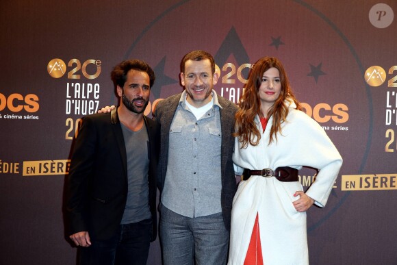 Florent Peyre, Dany Boon et Alice Pol - Photocall de la cérémonie d'ouverture du 20ème Festival du film de comédie à l'Alpe d'Huez, le 17 janvier 2017. © Dominique Jacovides/Bestimage