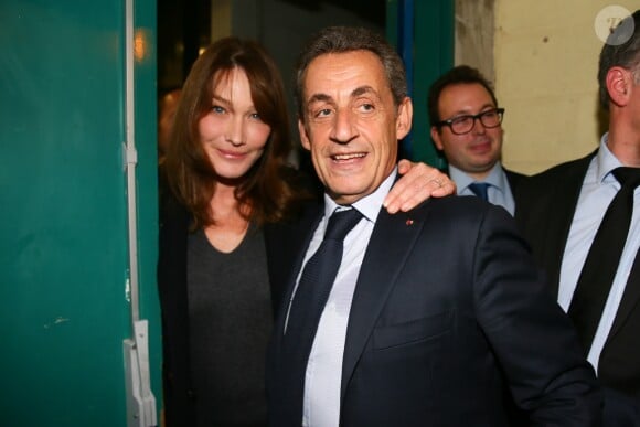Carla Bruni-Sarkozy et son mari Nicolas Sarkozy à Saint-Maur-des-Fossés le 14 novembre 2016.