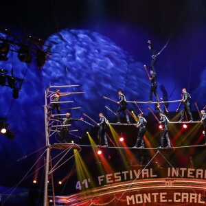 La troupe Gerlings - La famille princière de Monaco lors du 41e Festival International du Cirque de Monte-Carlo, le 20 janvier 2017. © Pool/Frédéric Nebinger Monaco/Bestimage