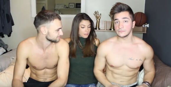 Bastien et Darko torses nus au côté de Mélanie, Youtube, 23 janvier 2017