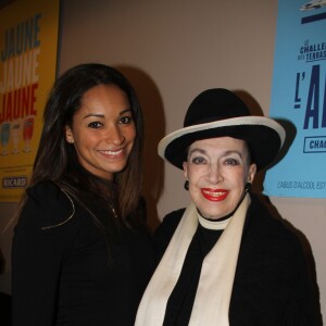 Exclusif - Cindy Fabre (Miss France 2005) et Geneviève de Fontenay - Soirée pour le départ à la retraite du journaliste sportif Daniel Lauclair et le lancement du livre de Jeff Domenech Tweets post mortem - De Einstein et Coluche : quand les morts vannent les vivants, à Paris le 23 janvier 2017. © Baldini-Guignebourg/Bestimage