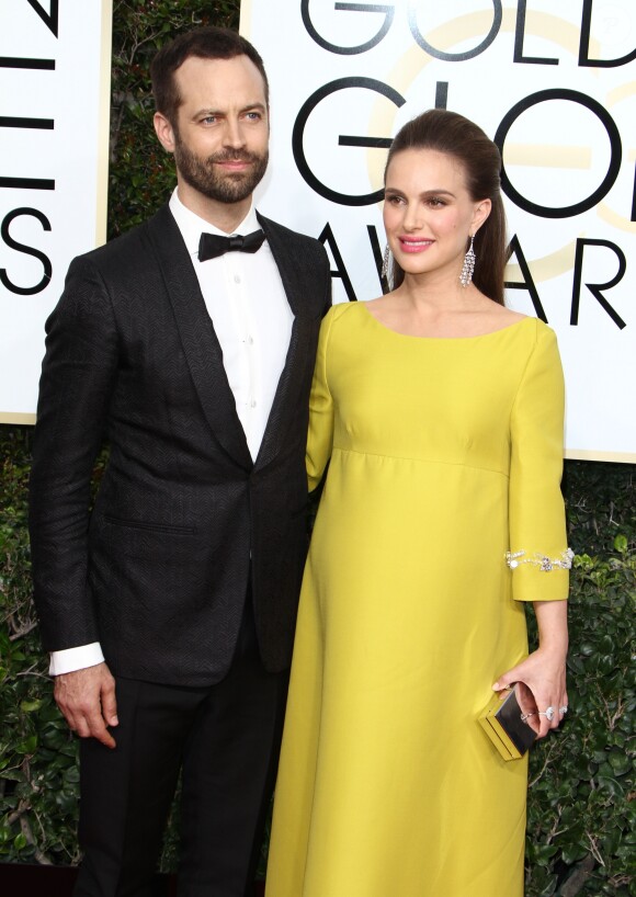 Benjamin Millepied et sa femme Natalie Portman (enceinte) - 74e cérémonie annuelle des Golden Globe Awards à Beverly Hills. Le 8 janvier 2017