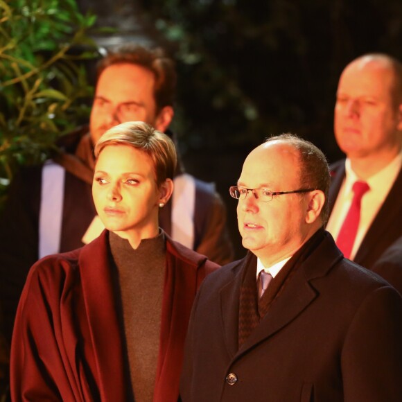 Le prince Albert II de Monaco et la princesse Charlene participaient le 26 janvier 2017 à la célébration de Sainte Dévote à Monaco. © Olivier Huitel/Pool restreint Monaco/Bestimage