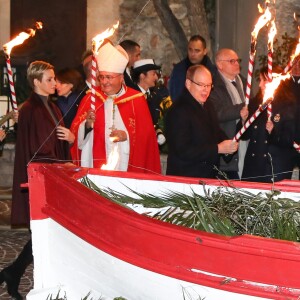 Le prince Albert II de Monaco et la princesse Charlene participaient le 26 janvier 2017 à la célébration de Sainte Dévote à Monaco. © Olivier Huitel/Pool restreint Monaco/Bestimage