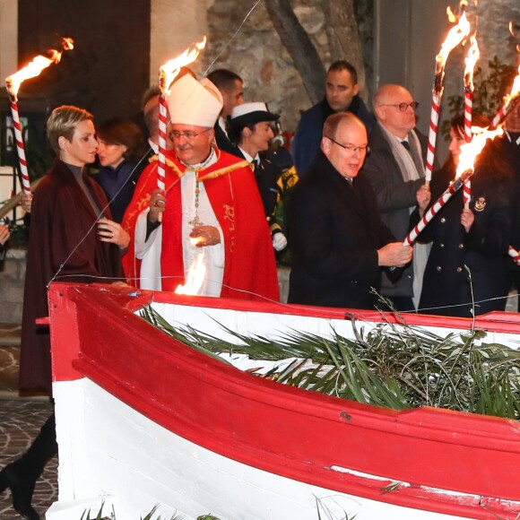 Le prince Albert II de Monaco et la princesse Charlene participaient le 26 janvier 2017 à la célébration de Sainte Dévote à Monaco. © Olivier Huitel/Pool restreint Monaco/Bestimage