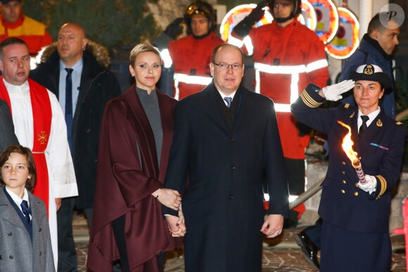 Le prince Albert II de Monaco et la princesse Charlene participaient le 26 janvier 2017 à la célébration de Sainte Dévote à Monaco. © Olivier Huitel/Pool restreint Monaco/Bestimage