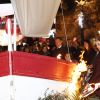 Le prince Albert II de Monaco et la princesse Charlene ont participé à la célébration de Sainte Dévote à Monaco le 26 janvier 2017 en embrasant la barque symbolisant l'arrivée de la martyre sur le Rocher. © Jean-Charles Vinaj/Pool restreint Monaco/Bestimage