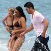 Robin Thicke, sa femme Paula Patton, et leur fils Julian en vacances a Miami, le 28 août 2013. 
