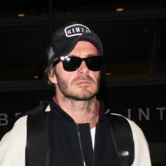 David Beckham arrive à l'aéroport LAX de Los Angeles, le 29 janvier 2017.