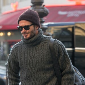 David Beckham quitte le défilé Louis Vuitton et se rend à la gare du Nord à Paris le 19 janvier 2017. © Agence / Bestimage